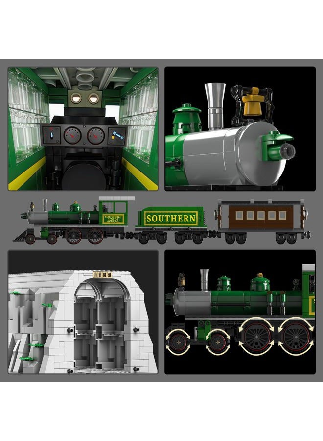 JMBricklayer Model Train Sets for Adults 51110, Steam Locomotive Express City Train Building Kit, RC Train Toys with The Tunnel and Train Track, Collectible Sets, Gifts for 14+ Year Boys Train Lovers - Image 3