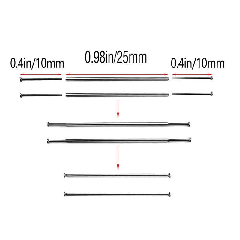 EarlyGlintsCX 1/64 Wheels Modified Hollow Shaft & Mushroom Nails 20 Sets - Suitable for 1/64 Diecast Cars DIY Tires - Each Set Includes 2 Hollow Shafts & 4 Mushroom Nails (0.98in/25mm) - Image 2