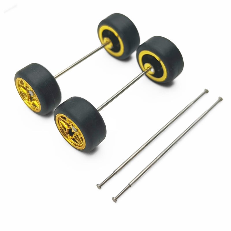 EarlyGlintsCX 1/64 Wheels Modified Hollow Shaft & Mushroom Nails 20 Sets - Suitable for 1/64 Diecast Cars DIY Tires - Each Set Includes 2 Hollow Shafts & 4 Mushroom Nails (0.98in/25mm) - Image 4