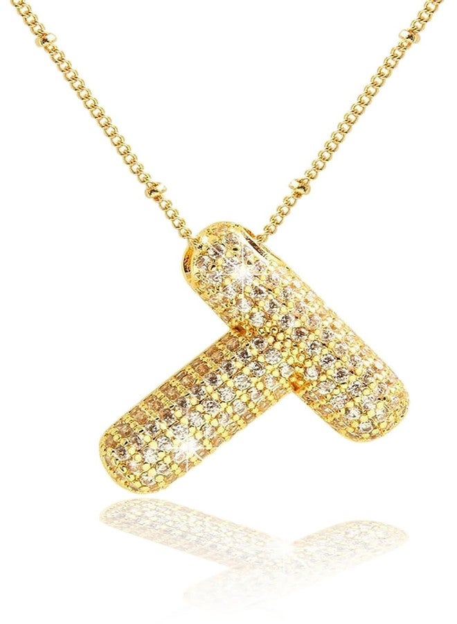 Hermosa Dainty 18K Gold Plated Women's Pendant Necklaces Initial A-Z Pendant Necklace Trendy Jewelry Birthday Gifts for Girlfriend Wife Women (T- Golden) - Image 1