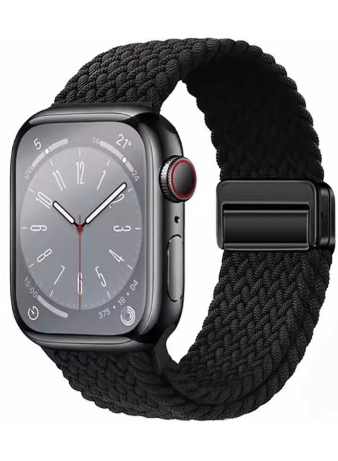 ملائكي  سلاسل نايلون قابلة للتعديل لساعة آبل واتش سيريز 10 مقاس 46 مم باللون الأسود - Image 1