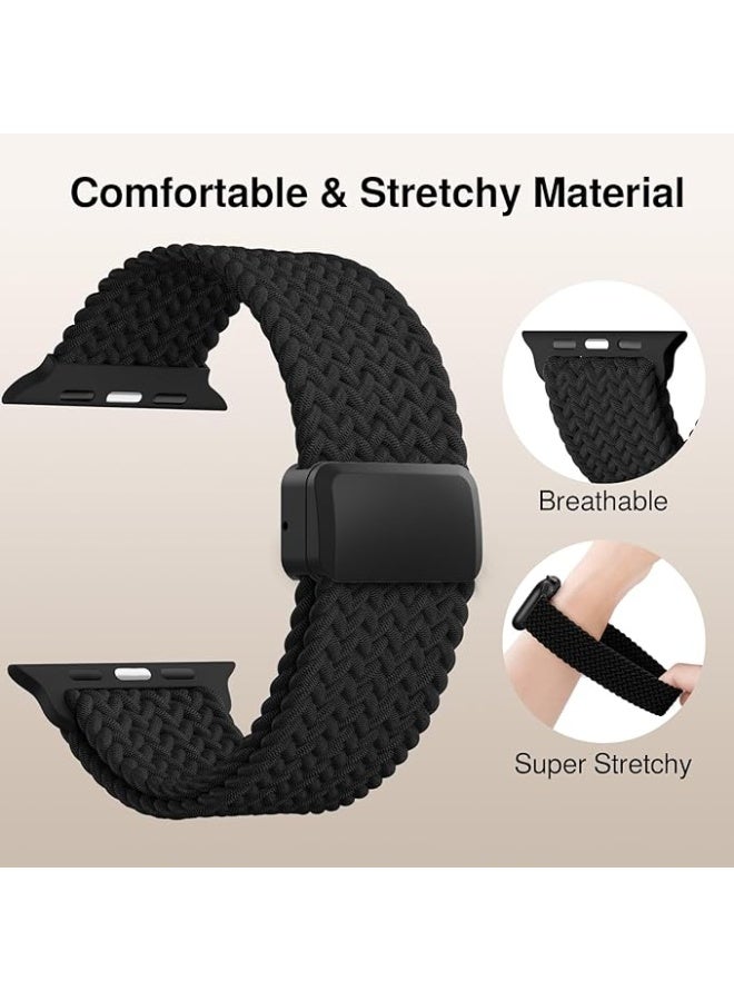 ملائكي  سلاسل نايلون قابلة للتعديل لساعة آبل واتش سيريز 10 مقاس 46 مم باللون الأسود - Image 2
