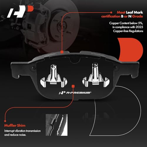A-Premium Front Ceramic Disc Brake Pads Set Compatible with Volvo XC60 2003-2016, 4 Pcs - Image 2