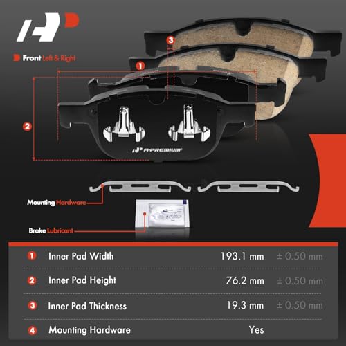 A-Premium Front Ceramic Disc Brake Pads Set Compatible with Volvo XC60 2003-2016, 4 Pcs - Image 5