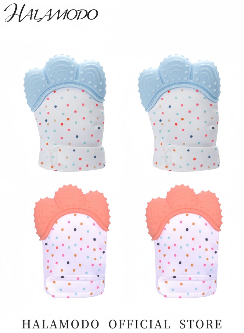 HALAMODO 4PCS Silicone Soothing Teething Mitten Infant Teething Toys Made of Safe Silicone Material to Prevent Scratches Ideal as Baby Shower Birthday Gift for Baby Aged 0-12 Months - Image 2