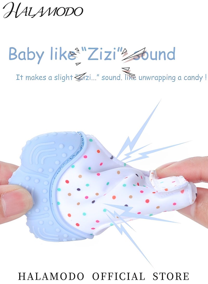 HALAMODO 4PCS Silicone Soothing Teething Mitten Infant Teething Toys Made of Safe Silicone Material to Prevent Scratches Ideal as Baby Shower Birthday Gift for Baby Aged 0-12 Months - Image 3