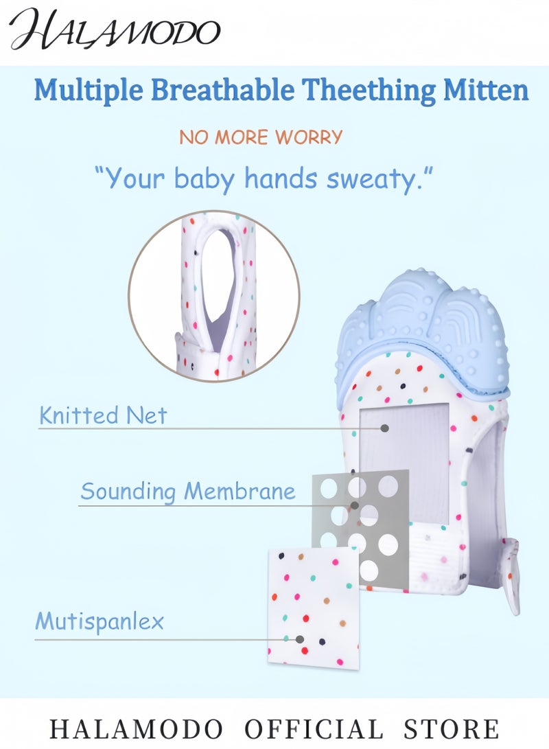 HALAMODO 4PCS Silicone Soothing Teething Mitten Infant Teething Toys Made of Safe Silicone Material to Prevent Scratches Ideal as Baby Shower Birthday Gift for Baby Aged 0-12 Months - Image 4