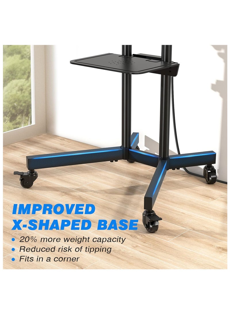 Generic - Rotating TV Stand with Power Outlet, Upgraded Mobile TV Stand with Wheels for 32-75 inch LCD LED OLED Flat Screens up to 110lbs, Height Adjustable TV Stand with Laptop Shelf - Image 1