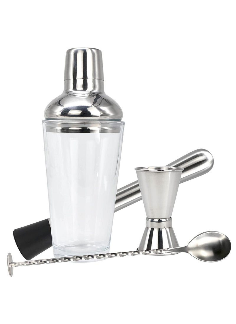 MIBRU 4pcs Cocktail Set Boston Shaker Mixer Stainless Steel Drink Making Tool Kit for Home Bar Use  - Image 2