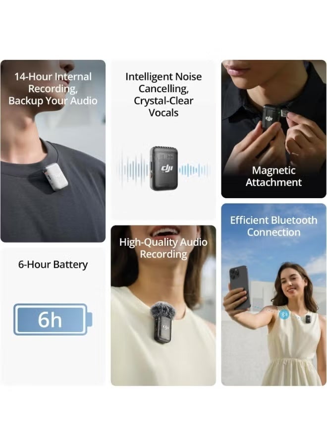دي جي آي جهاز إرسال DJI Mic 2 (أسود داكن)، ميكروفون لاسلكي مع خاصية إلغاء الضوضاء الذكية، تسجيل داخلي لمدة 14 ساعة، بطارية تدوم 6 ساعات، ملحق مغناطيسي، ميكروفون بلوتوث، يوتيوب، مدونات فيديو - Image 3