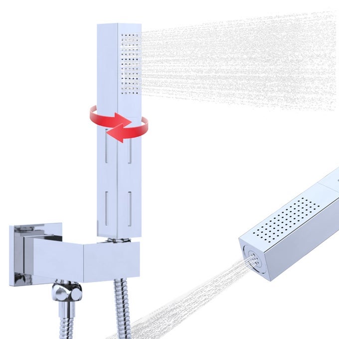 2 SETTINGS HANDHELD SPRAYER HIGHPRESSURE SHOWER HEAD WITH 59INCH FLEXIBLE HOSE SQUARE 2 IN1 MODEL SOLID BRASS ADJUSTABLE SHOWER WAND REPLACEMENT KIT POLISHED CHROME