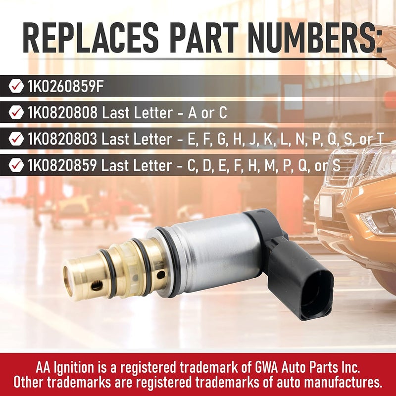 AA Ignition AC Compressor Control Solenoid Valve Compatible with Volkswagen, Audi models with Sanden PXE16 PXE14 1K0820803E - VW GTI, Golf, Passat, Tiguan, Jetta TDI, A3 - Pressure Valve - Image 3