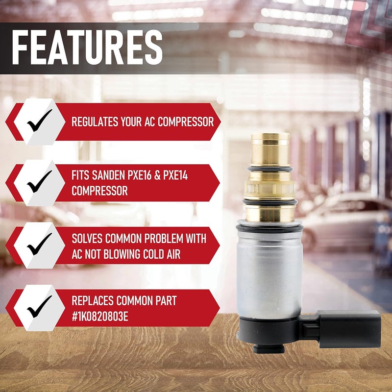 AA Ignition AC Compressor Control Solenoid Valve Compatible with Volkswagen, Audi models with Sanden PXE16 PXE14 1K0820803E - VW GTI, Golf, Passat, Tiguan, Jetta TDI, A3 - Pressure Valve - Image 2