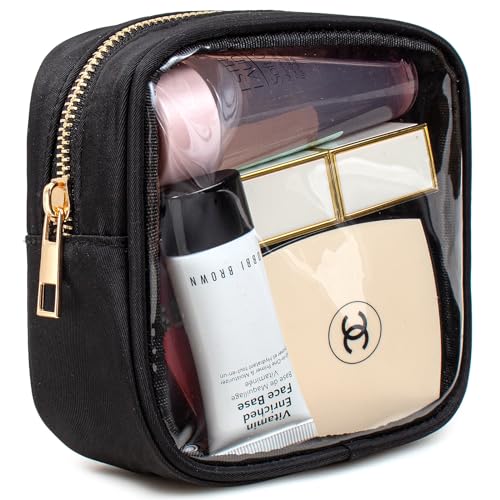 LETGO Small Clear Makeup Bag for Purse Small Cosmetic Bag Travel Size Toiletry Bags Cute Travel Makeup Bag,Coin Purse,Car Asscessories Organizer Storage Travel Essentials for Women Girls(Clear-Black) - Image 1