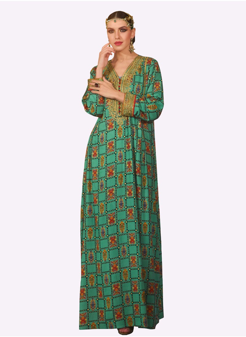 سارا سارة مؤطرة زهرة مطبوعة الجلابية  - Image 1