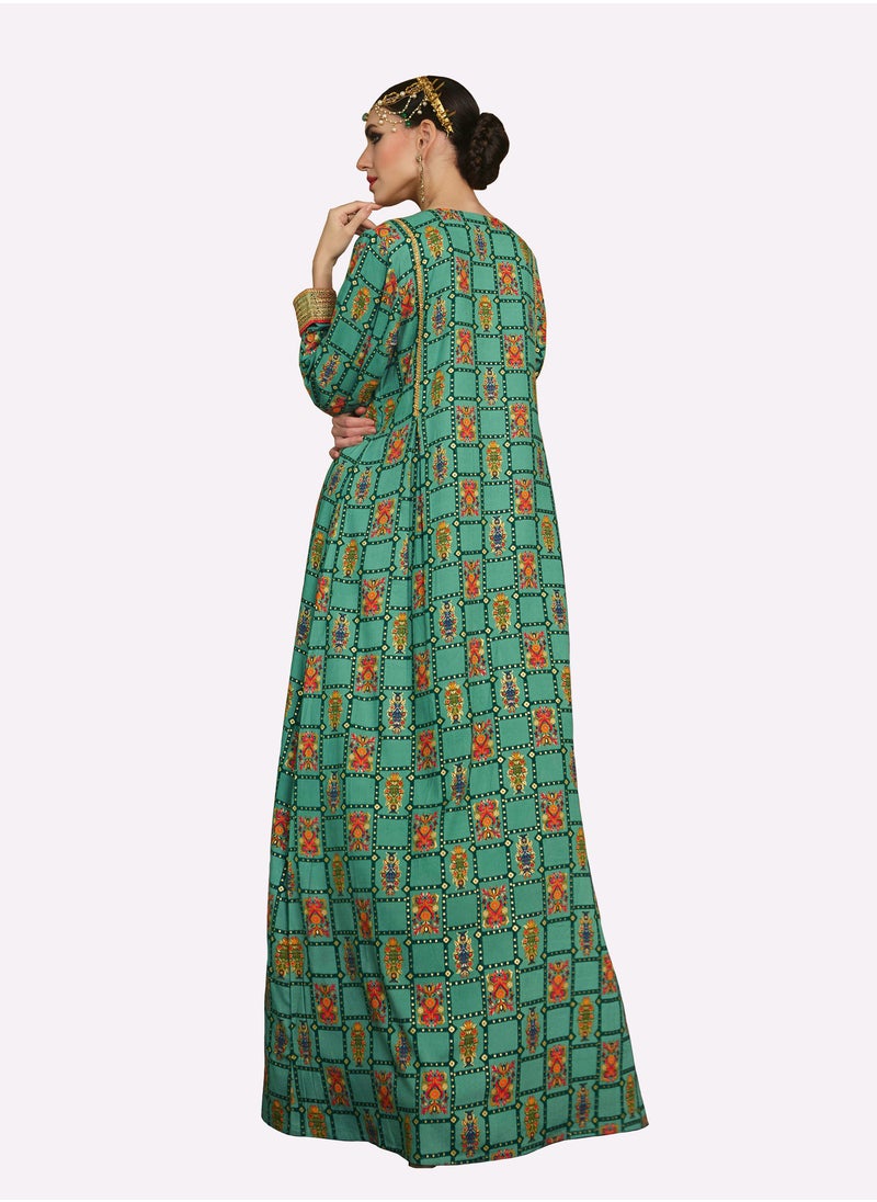 سارا سارة مؤطرة زهرة مطبوعة الجلابية  - Image 4
