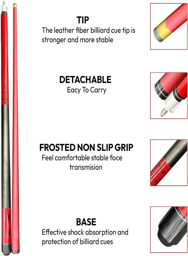 عصا سنوكر احترافية من ألياف الكربون - مفصل نصف، طرف 10 مم، عصا بلياردو خفيفة الوزن مكونة من قطعتين مع حقيبة حمل للبلياردو والسنوكر - Image 2