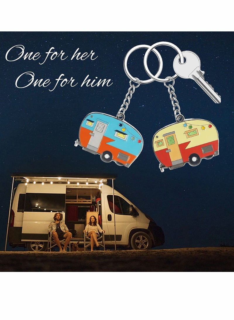 Y&D Keychain and Keyring, RV Couples Set Camping Gifts for Men Women Teenager Camper Lover Travel Trailers Vacation Jewelry Gift Accessories (2 Pcs)  - Image 4