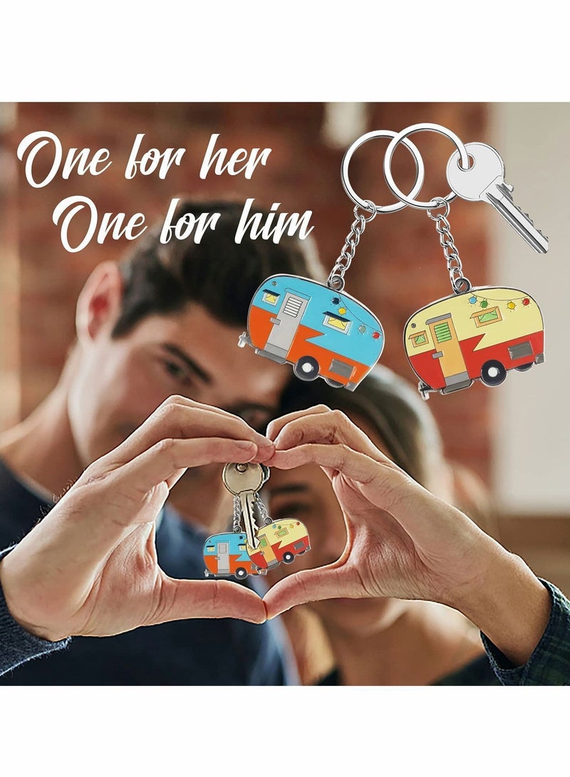 Y&D Keychain and Keyring, RV Couples Set Camping Gifts for Men Women Teenager Camper Lover Travel Trailers Vacation Jewelry Gift Accessories (2 Pcs)  - Image 3