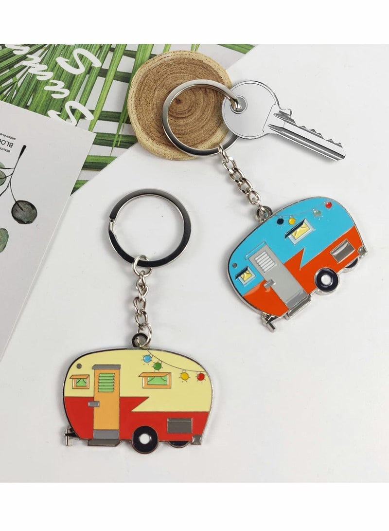 Y&D Keychain and Keyring, RV Couples Set Camping Gifts for Men Women Teenager Camper Lover Travel Trailers Vacation Jewelry Gift Accessories (2 Pcs)  - Image 2