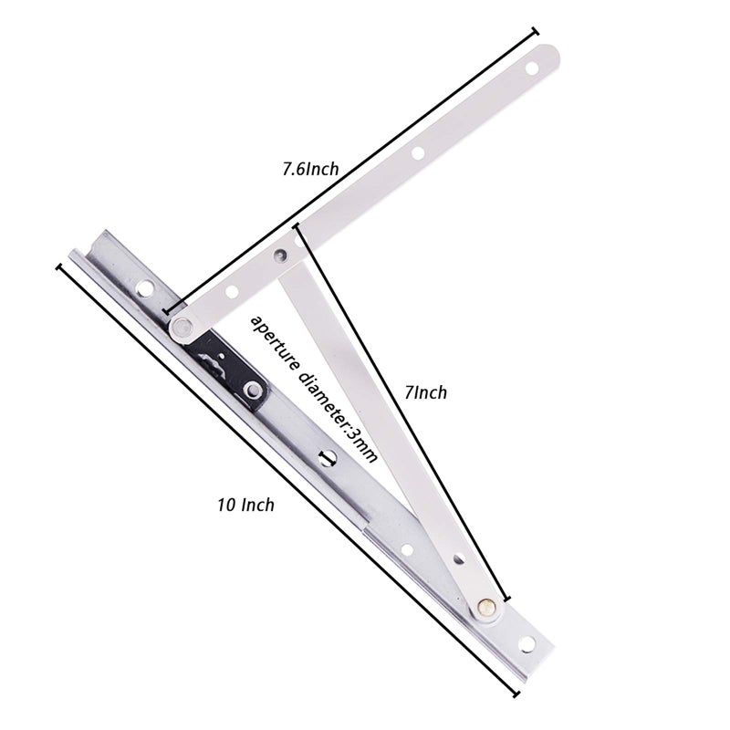Bueyfolt 1 Pair Casement Window Hinge, 10 Inch Stainless Steel Finish Adjustable/2 Pack Standard Duty Concealed Hinge, Universal E-Gard Corrosion Resistant Coating Friction Stay Hinges for Awning/Hopper - Image 2