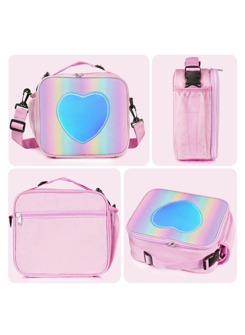 Sylqvxh Lunch Box for Kids Girls, Insulated Rainbow Tote Bag Leakproof Thermal Cooler Reusable Lunch Bag for School Office Outdoor - Image 2