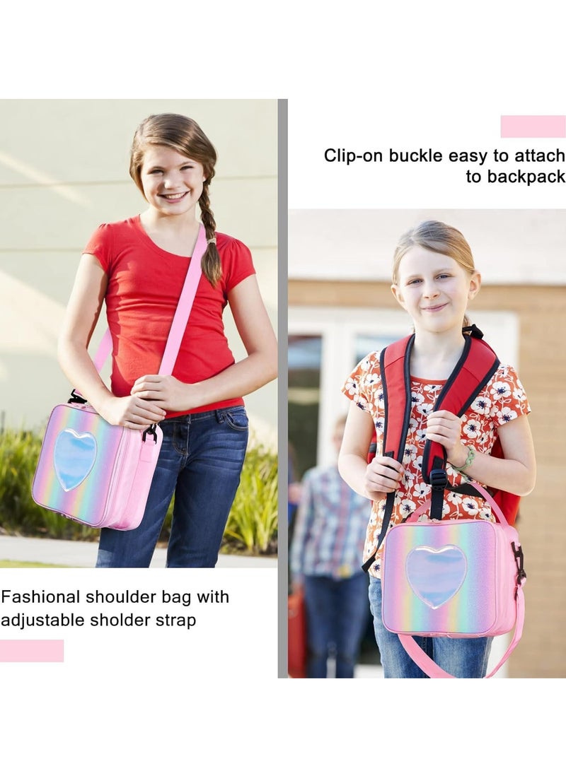 Sylqvxh Lunch Box for Kids Girls, Insulated Rainbow Tote Bag Leakproof Thermal Cooler Reusable Lunch Bag for School Office Outdoor - Image 4