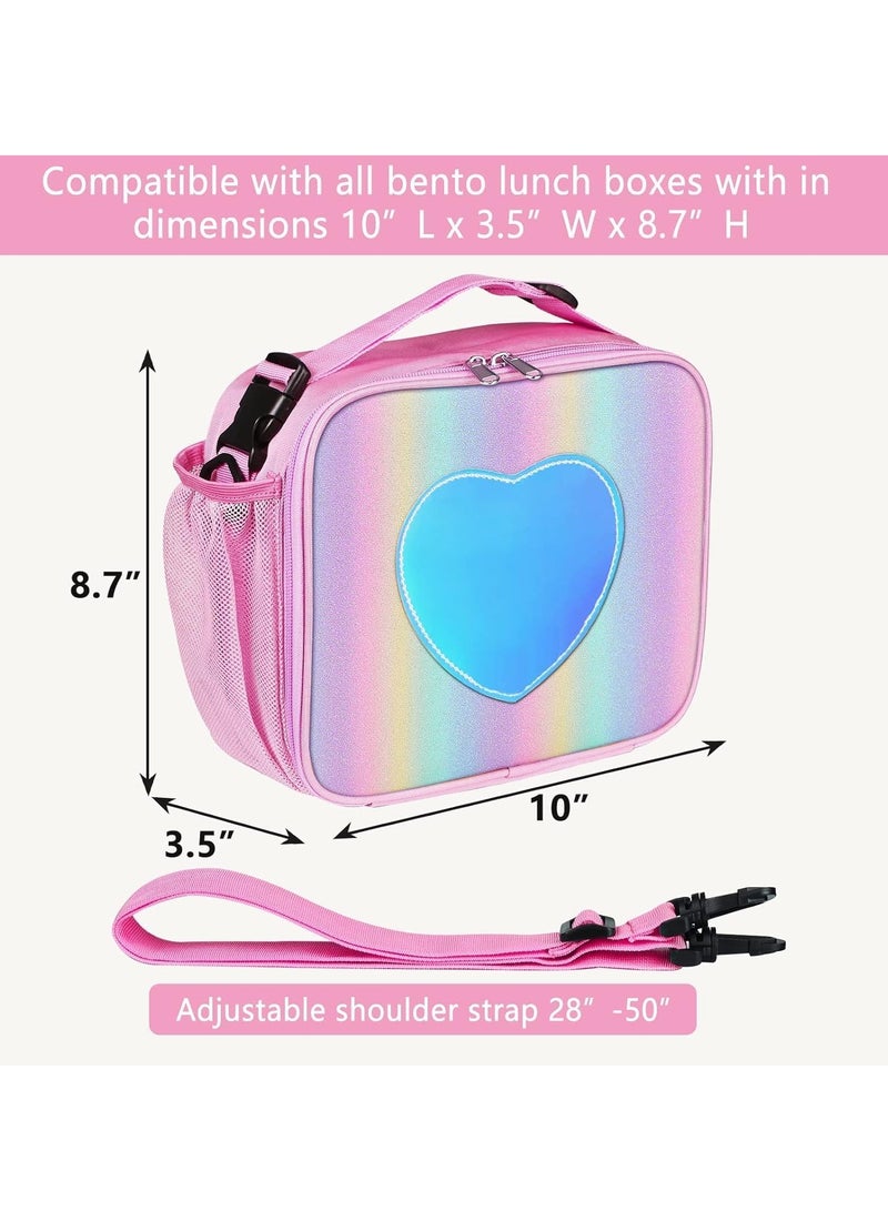 Sylqvxh Lunch Box for Kids Girls, Insulated Rainbow Tote Bag Leakproof Thermal Cooler Reusable Lunch Bag for School Office Outdoor - Image 5