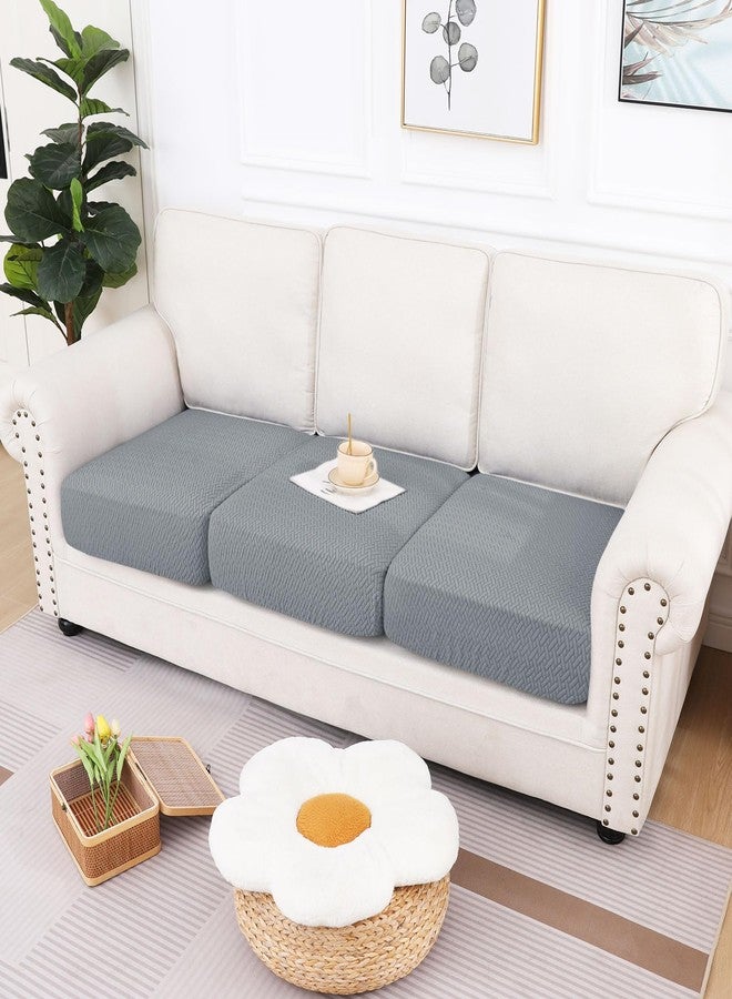 hyha Waterproof Couch Cushion Covers, Stretch Magic Sofa Covers Washable, Thick Jacquard Fabric, Waterproof Sofa Couch Covers for 3 Cushion Couch Sofa for Pets (3 Packs, Light Grey) - Image 5