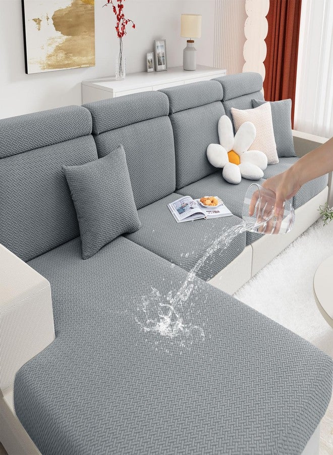 hyha Waterproof Couch Cushion Covers, Stretch Magic Sofa Covers Washable, Thick Jacquard Fabric, Waterproof Sofa Couch Covers for 3 Cushion Couch Sofa for Pets (3 Packs, Light Grey) - Image 1