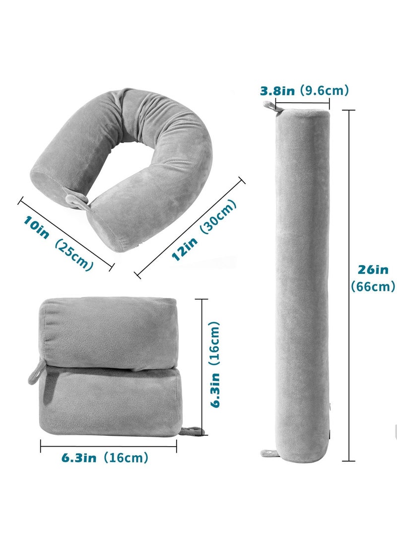 CARTIFY CARTIFY Twist Memory Foam Travel Pillow for Neck Chin Lumbar and Leg Support for Traveling on Airplane Train Bus or at Home Adjustable Bendable Roll Pillow with Washable Soft Cover Grey  - Image 5