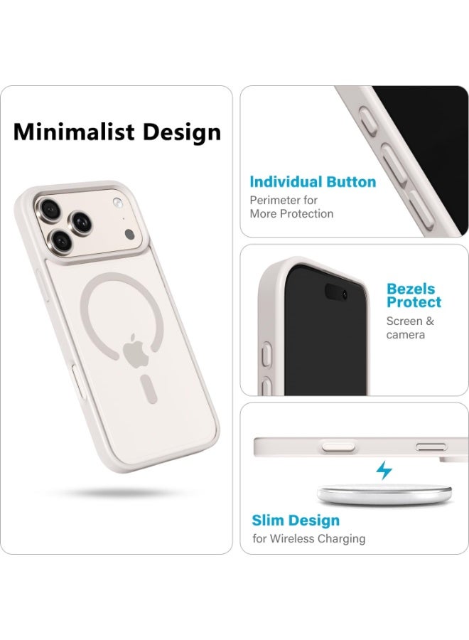 ACLIX Magnetic case for iPhone 17 Pro Max, High Grade Drop Protection with Shockproof Strip, Translucent Matte Back Phone Case | Natural Titanium - Image 2