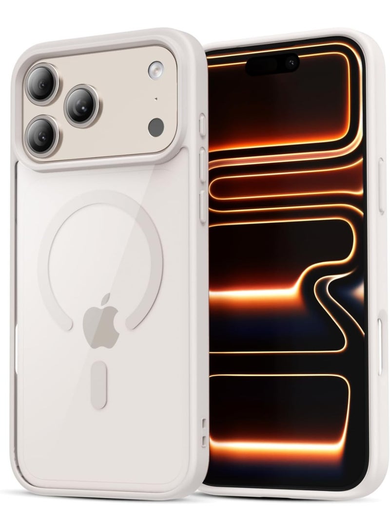 ACLIX Magnetic case for iPhone 17 Pro Max, High Grade Drop Protection with Shockproof Strip, Translucent Matte Back Phone Case | Natural Titanium - Image 1