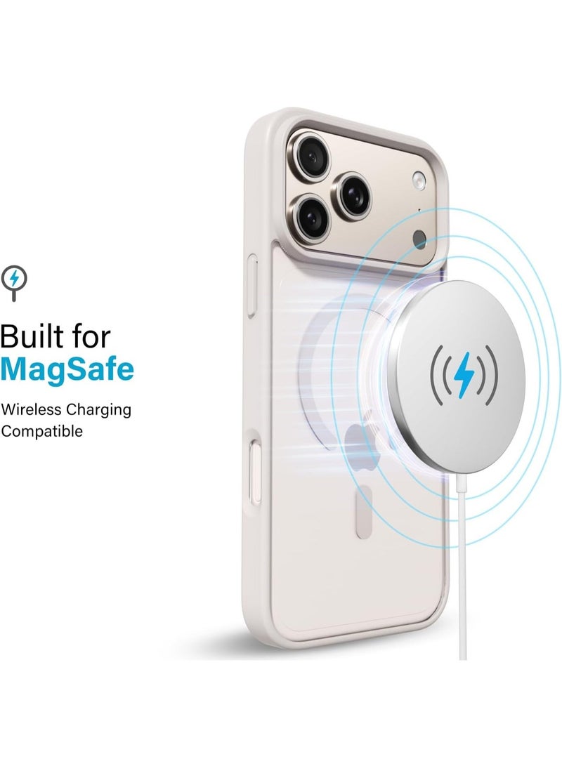 أكاليكس جراب مغناطيسي لهاتف iPhone 17 Pro Max، حماية فائقة من السقوط مع شريط مقاوم للصدمات، جراب خلفي شفاف غير لامع | تيتانيوم طبيعي - Image 4