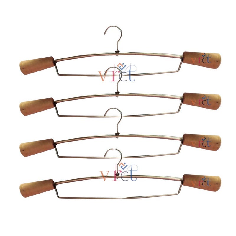 Vrct Lehenga Hanger India's First Unique Design Wooden Stainless Steel Hanger with Support - Wardrobe, Sarees, Coat, Scarfs & Other Clothes (Pack of 12) - Image 3