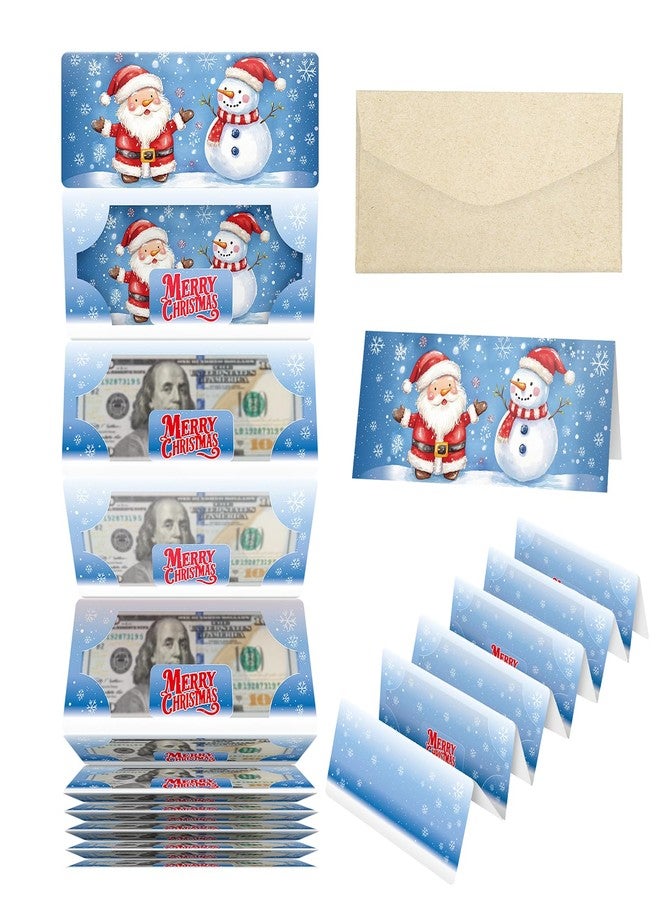 Linelglobal Christmas Cash Gift Envelope 11-Slot Money Holder with Greenting Card for Xmas Holiday Surprise - Santa Snow - Image 1