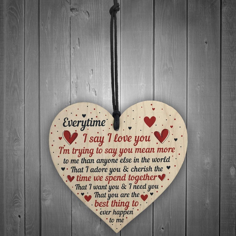 RED OCEAN I Love You Plaque Wooden Heart Special Anniversary Valentines Day Gift For Boyfriend Girlfriend Husband Wife - Image 2
