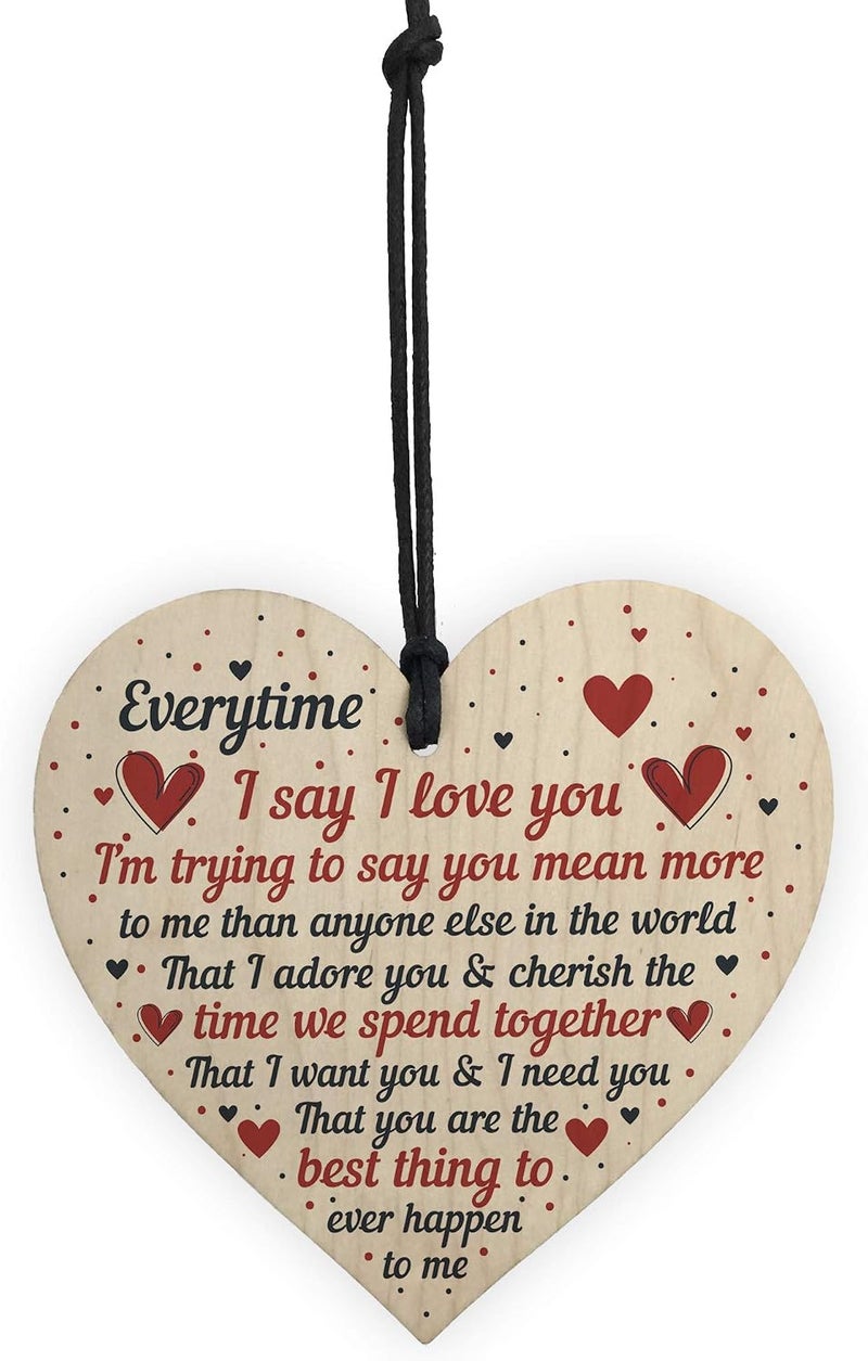 RED OCEAN I Love You Plaque Wooden Heart Special Anniversary Valentines Day Gift For Boyfriend Girlfriend Husband Wife - Image 4