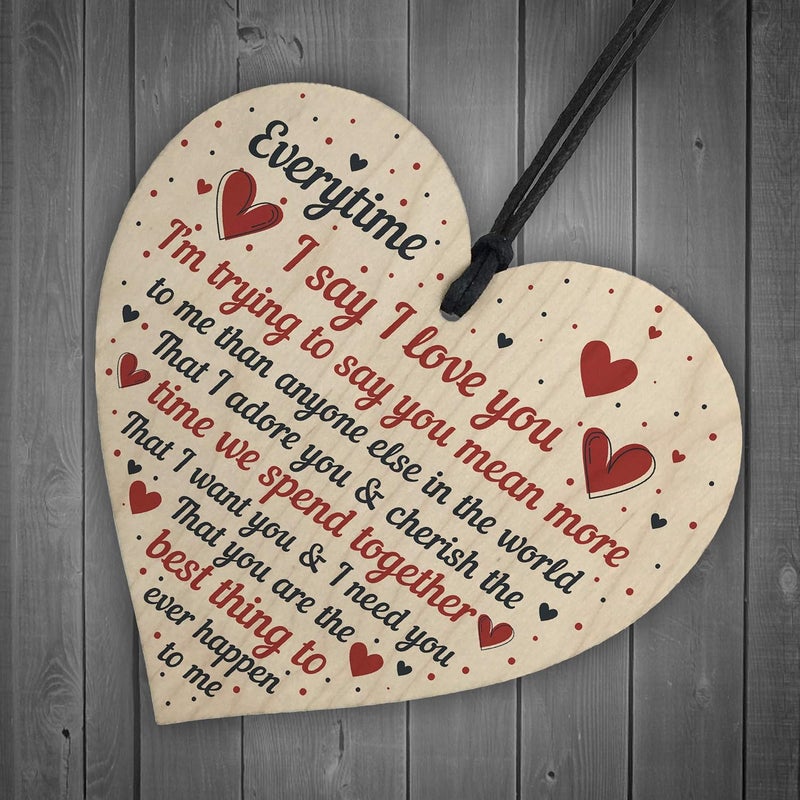 RED OCEAN I Love You Plaque Wooden Heart Special Anniversary Valentines Day Gift For Boyfriend Girlfriend Husband Wife - Image 5