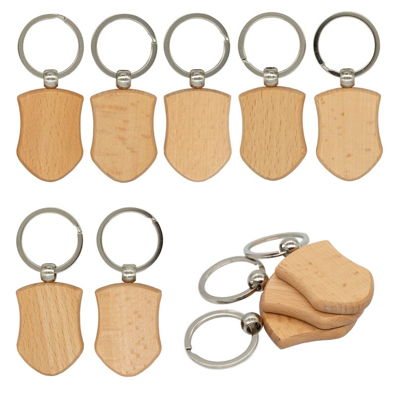 TFoRibbon TFoRibbon Blank Wooden Key Tag Key Chain Wood Engraving Blanks 20 Pack Shield Shape 