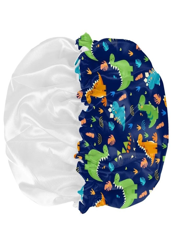 Babrukda Kids Satin Bonnet for Sleeping Cap with Elastic Wide Band Head Hair Cover, Cute Dinosaur Blue Night Sleep Caps Indoor Elastic Sleeping Beanie Headwear Night Hat for Toddler Baby - Image 5