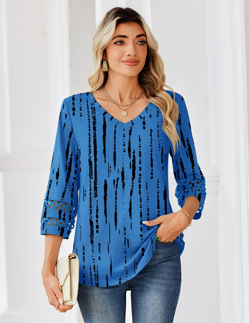 Zeagoo 3/4 Sleeve Tops for Woman Dressy Casual Tshirt Shirts Trendy Fall Fashion Tunic Basic Blouses - Image 2