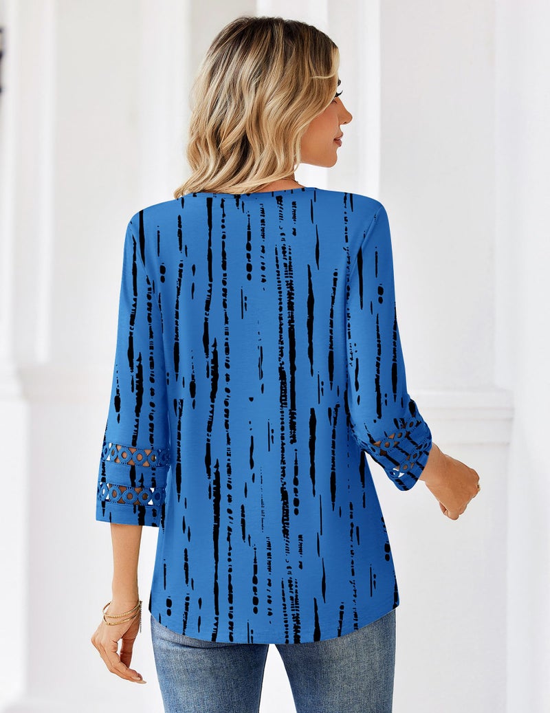Zeagoo 3/4 Sleeve Tops for Woman Dressy Casual Tshirt Shirts Trendy Fall Fashion Tunic Basic Blouses - Image 5