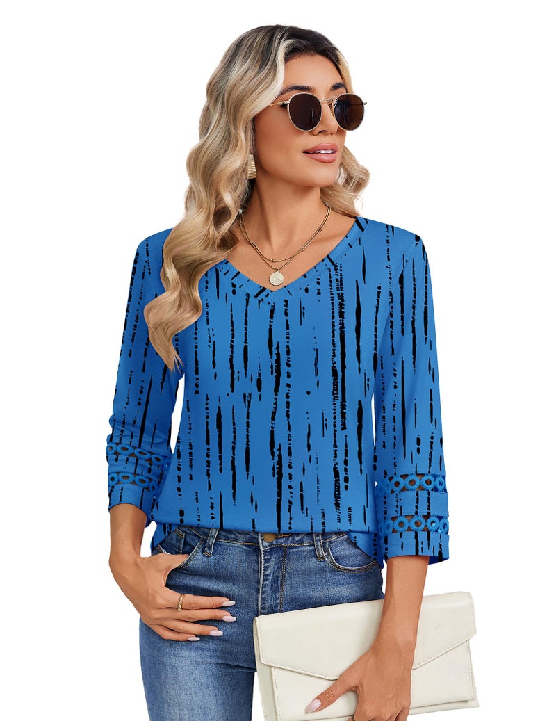 Zeagoo 3/4 Sleeve Tops for Woman Dressy Casual Tshirt Shirts Trendy Fall Fashion Tunic Basic Blouses - Image 4