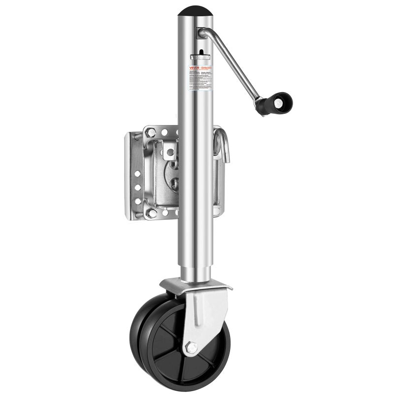 VEVOR Trailer Jack with Wheel, 2000 lbs Load Capacity, Heavy Duty Swivel Boat Trailer Jack with PP Single Wheel & Ergonomic Handle, 12-inch Lift, Fit for RVs, Boats, Horse Trailers, Utility Trailers - Image 1