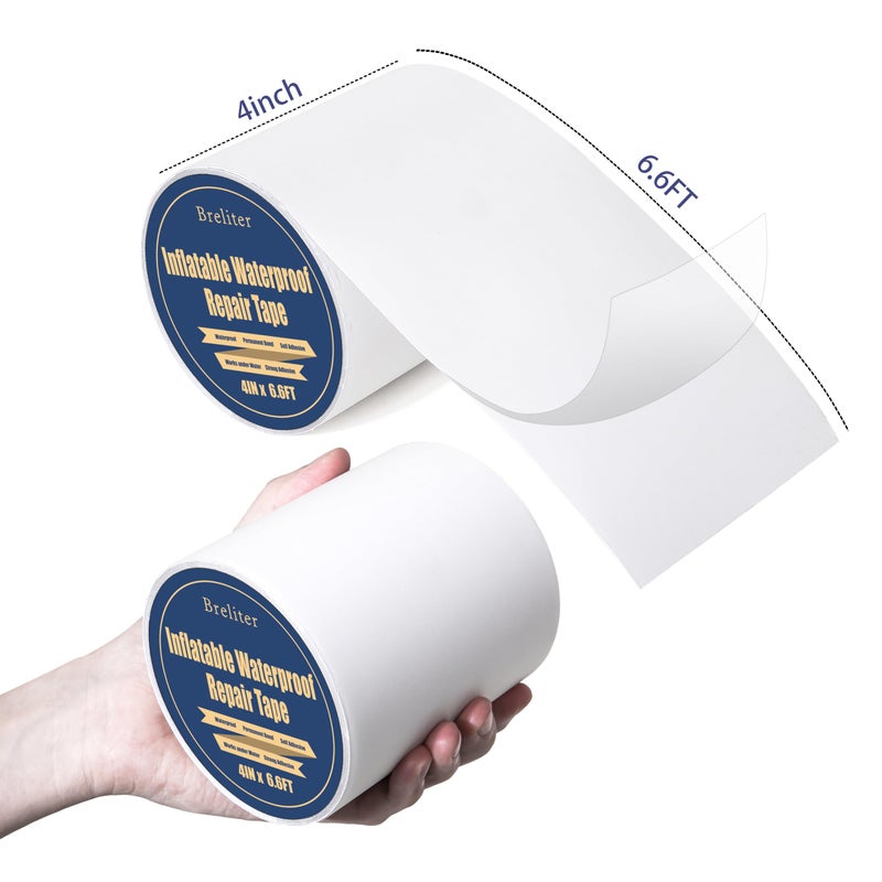 Breliter Inflatable Waterproof Repair Tape - Waterproof TPU Patch Repair Kit, Sealing Repair Tape for Air Mattress, Bounce House, Inflatable Toys, Swimming Ring - 4in x 6.6ft - Image 2