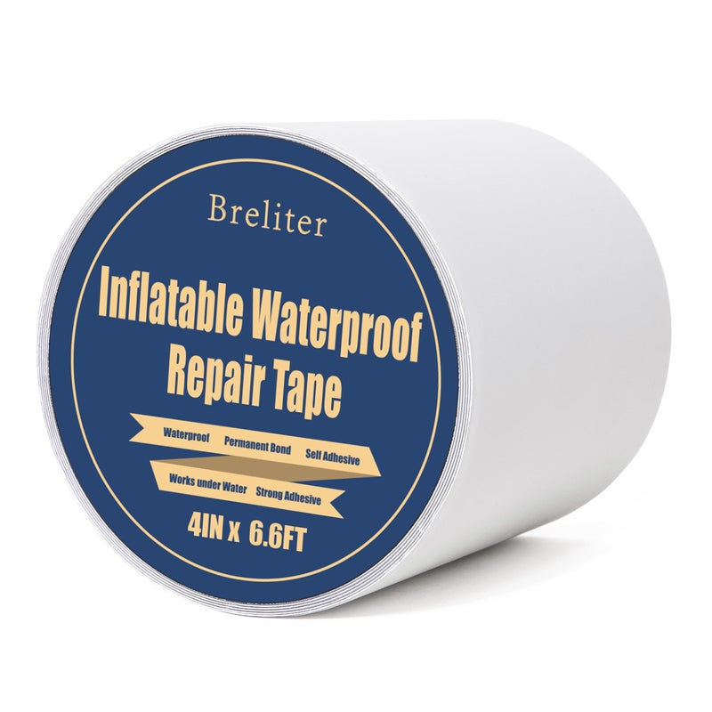 Breliter Inflatable Waterproof Repair Tape - Waterproof TPU Patch Repair Kit, Sealing Repair Tape for Air Mattress, Bounce House, Inflatable Toys, Swimming Ring - 4in x 6.6ft - Image 1