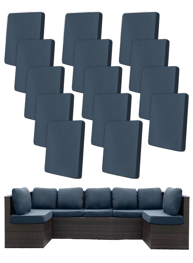 BIETYONE Patio Cushion Covers Outdoor Patio Cushion Covers,Super Elastic Outdoor Cushion Covers Replacement,Suitable for Outdoor Sofa Covers Patio Couch Cover Replacement (14Pcs,Gray Blue,Cover Only) - Image 1