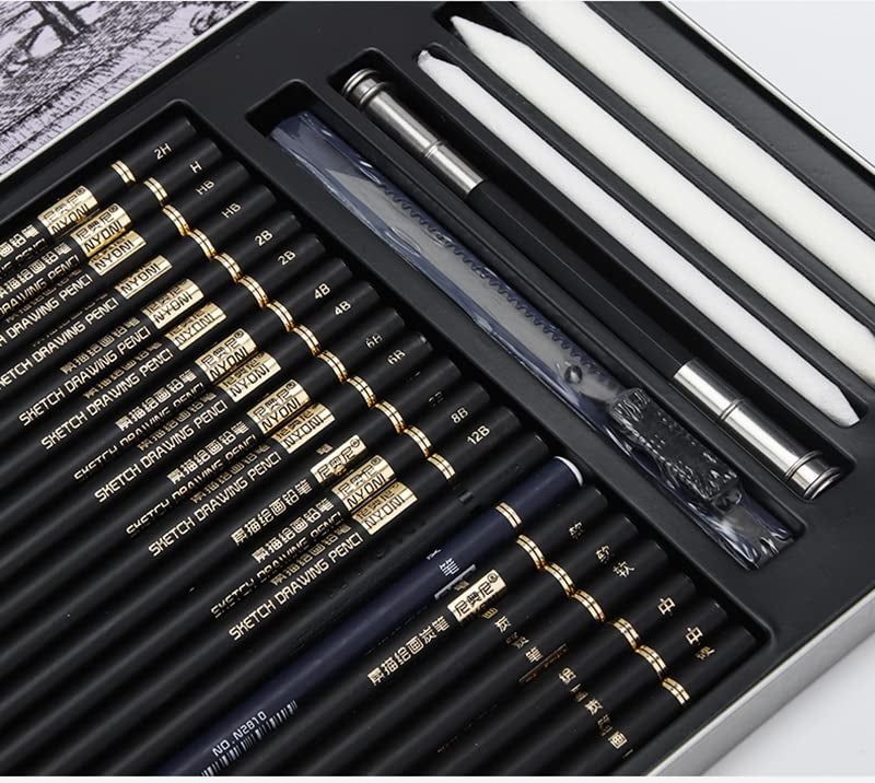 OANGO OANGO Sketch Drawing Pencil Set (29 PCS) Professional Art Drawing Kit with Bag Graphite Pencils, Sticks,Harpeners,Erasers and Paper Pad Notebook (29 PCS)  - Image 3