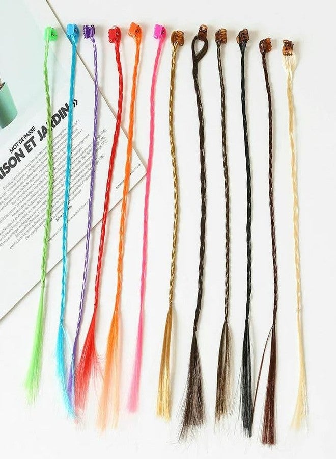 AKADO Kids Hair Extensions with Hair Clips, Braids Extensions Hair, Braided Hair Styling Accessories, Girls' Fashion Bobby Pin Rainbow Wig, for Party Favors and Children Performance - Brown (12 Pcs) - Image 3